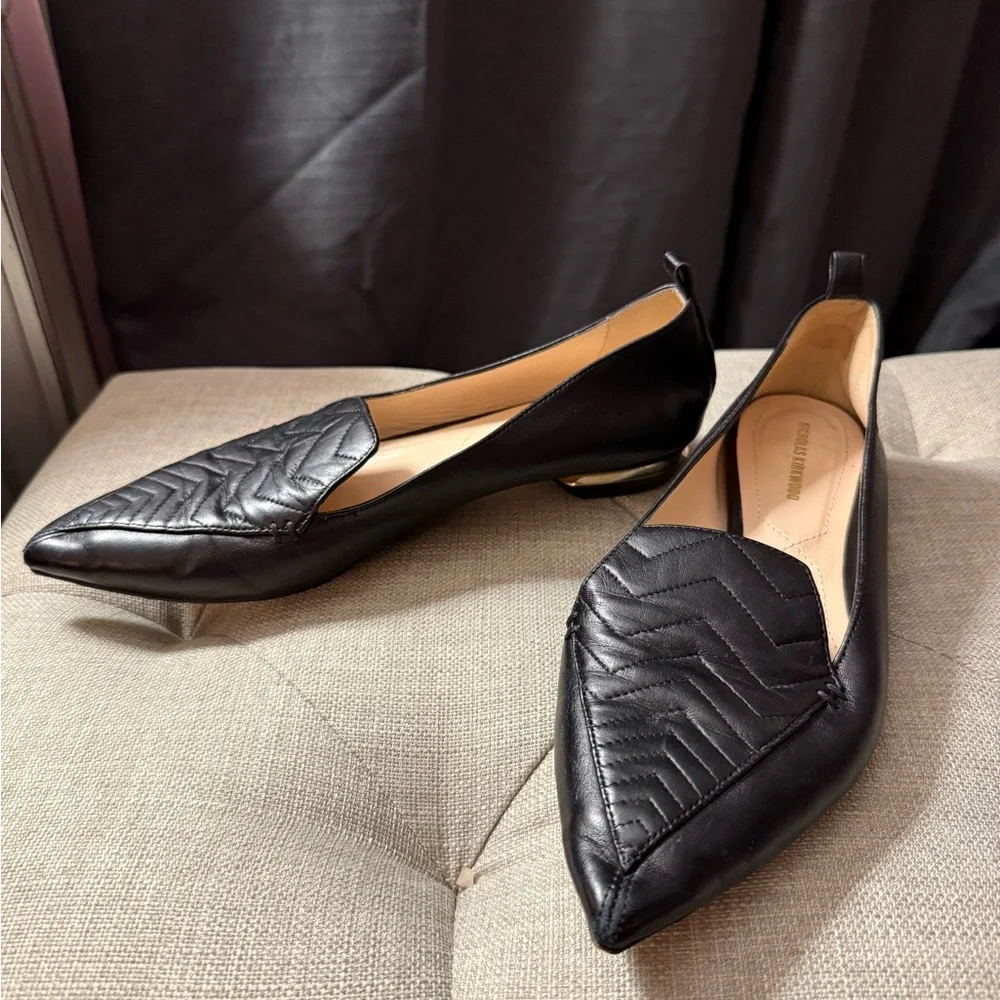 Nicholas Kirkwood Beya Black Quilted Leather Flats Italy Pointed Toe Size 38/8 - Picture 9 of 9